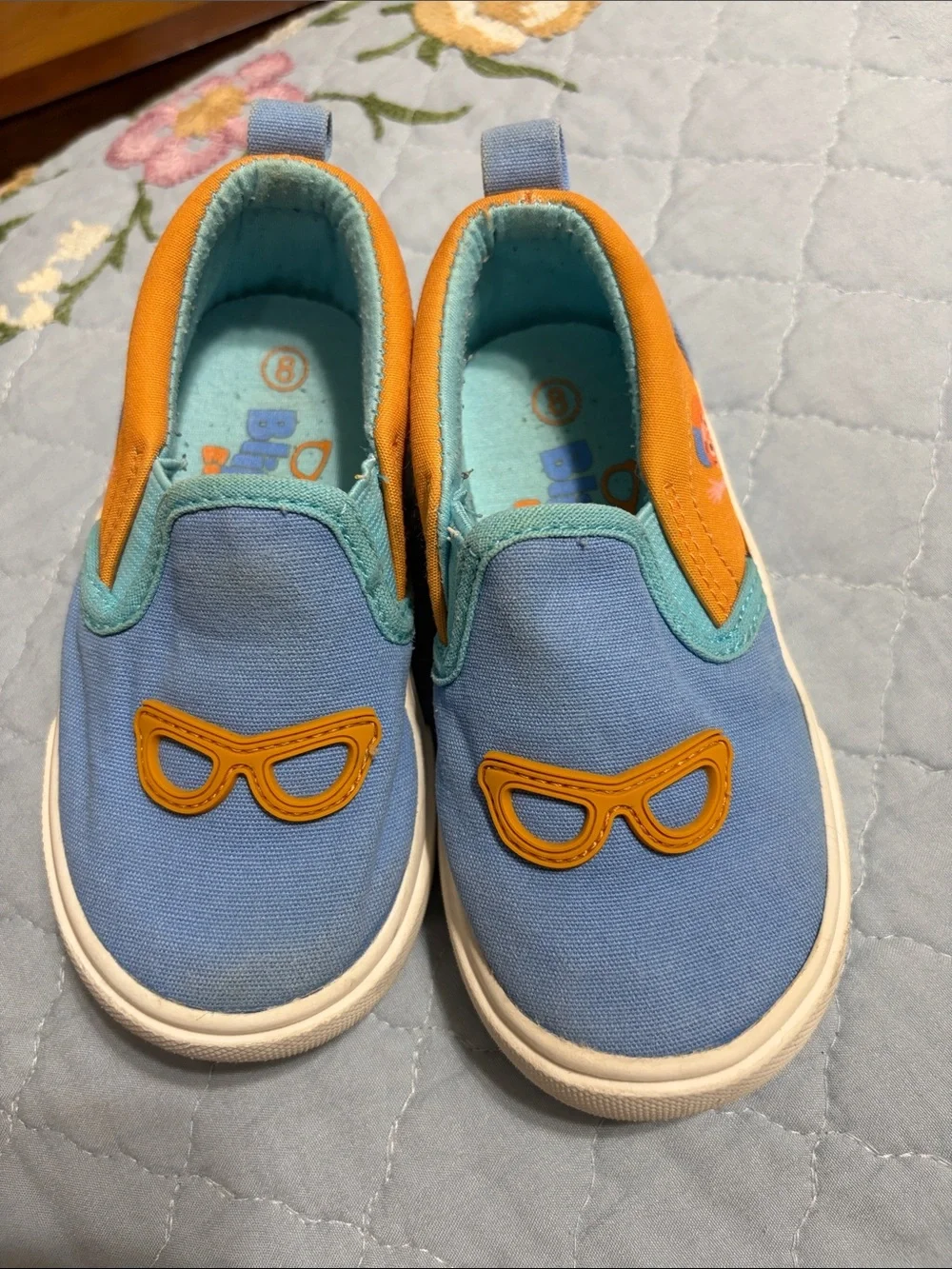 Blippi Blue & Orange Glasses PreOwned Unisex Slipon Canvas Sneakers Size 8